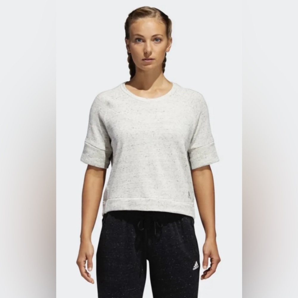 Adidas French Terri Sweatshirt Short Sleeve Size Medium (8-10) NWT